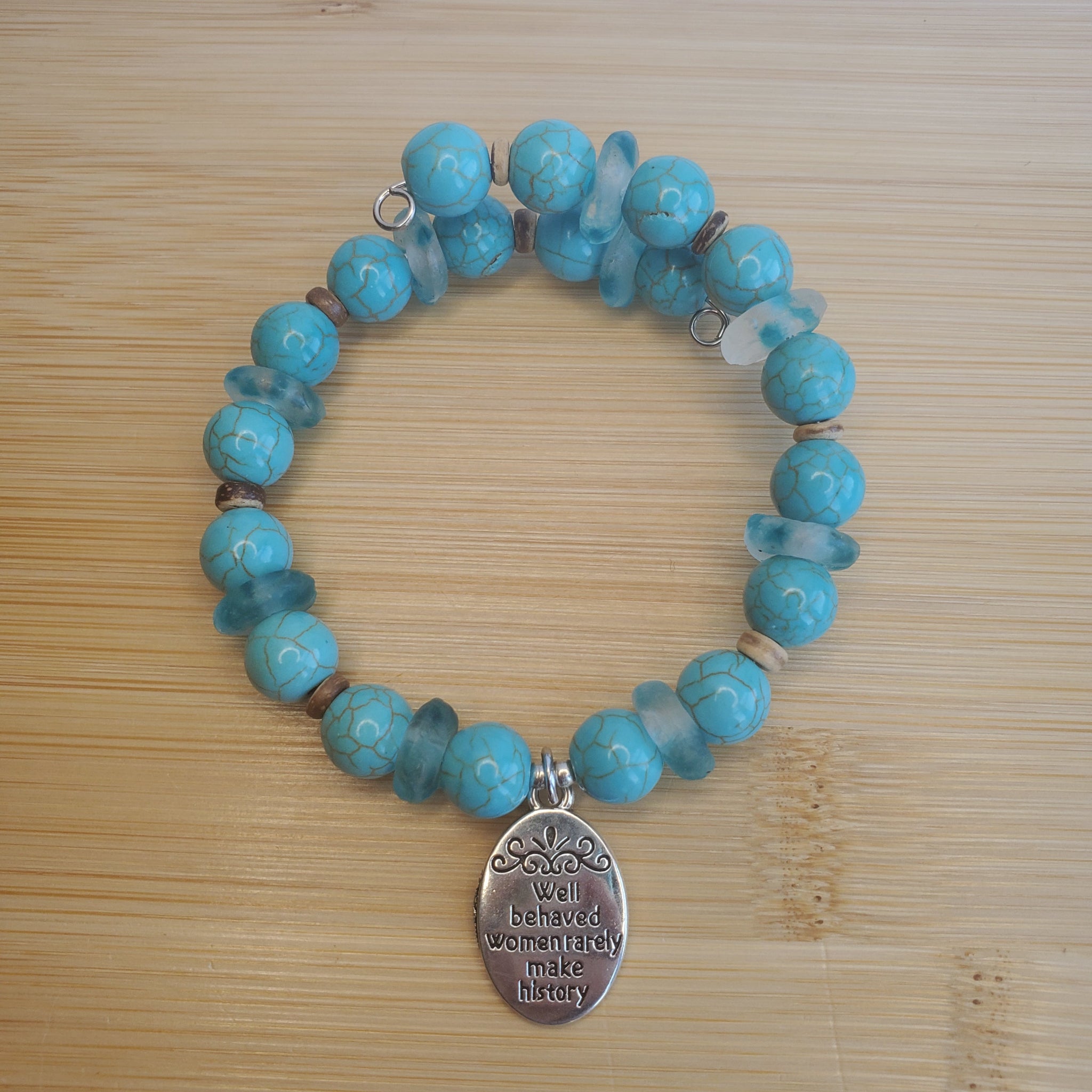 Well Behaved Women Bracelet - Turquoise Howlite & Marine Glass (MW) | Mamabug ReCreations