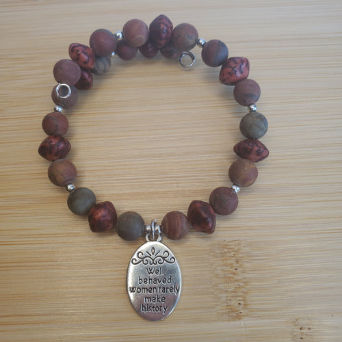 Well Behaved Women Bracelet - Picasso Jasper & Red Brick Recycled Seed (MW) | Mamabug ReCreations