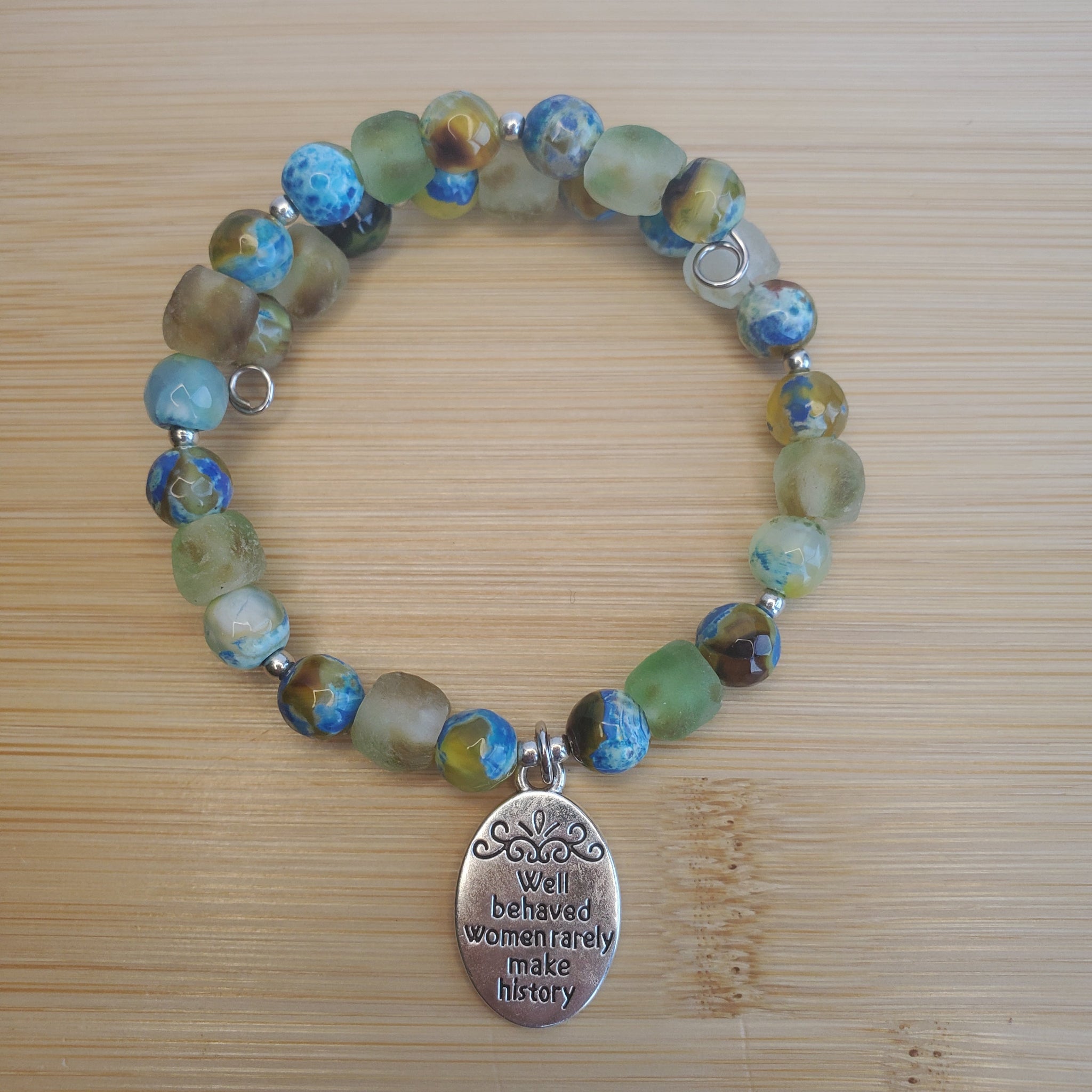 Well Behaved Women Bracelet - Earth Swirl Recycled Glass (MW) | Mamabug ReCreations