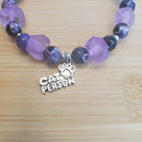 Cat Person Bracelet - Crackle Agate & Candied Purple Sea Glass (MW) | Mamabug ReCreations