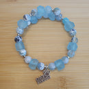 Cat Person Bracelet - Sky Blue Jasper & Recycled Sea Glass (MW) | Mamabug ReCreations