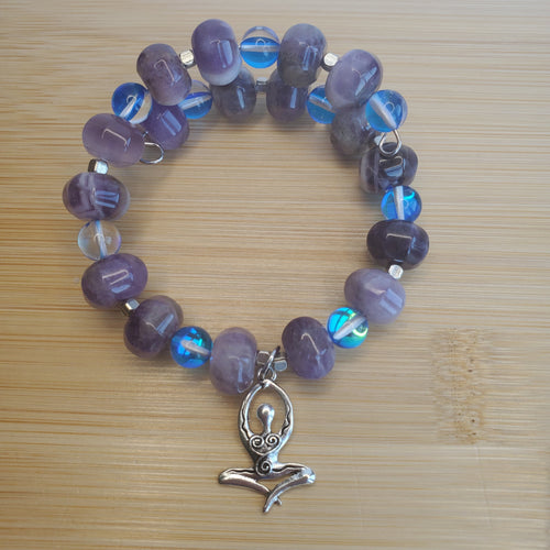 Goddess Bracelet - Amethyst & Mystic Blue Glass (MW) | Mamabug ReCreations