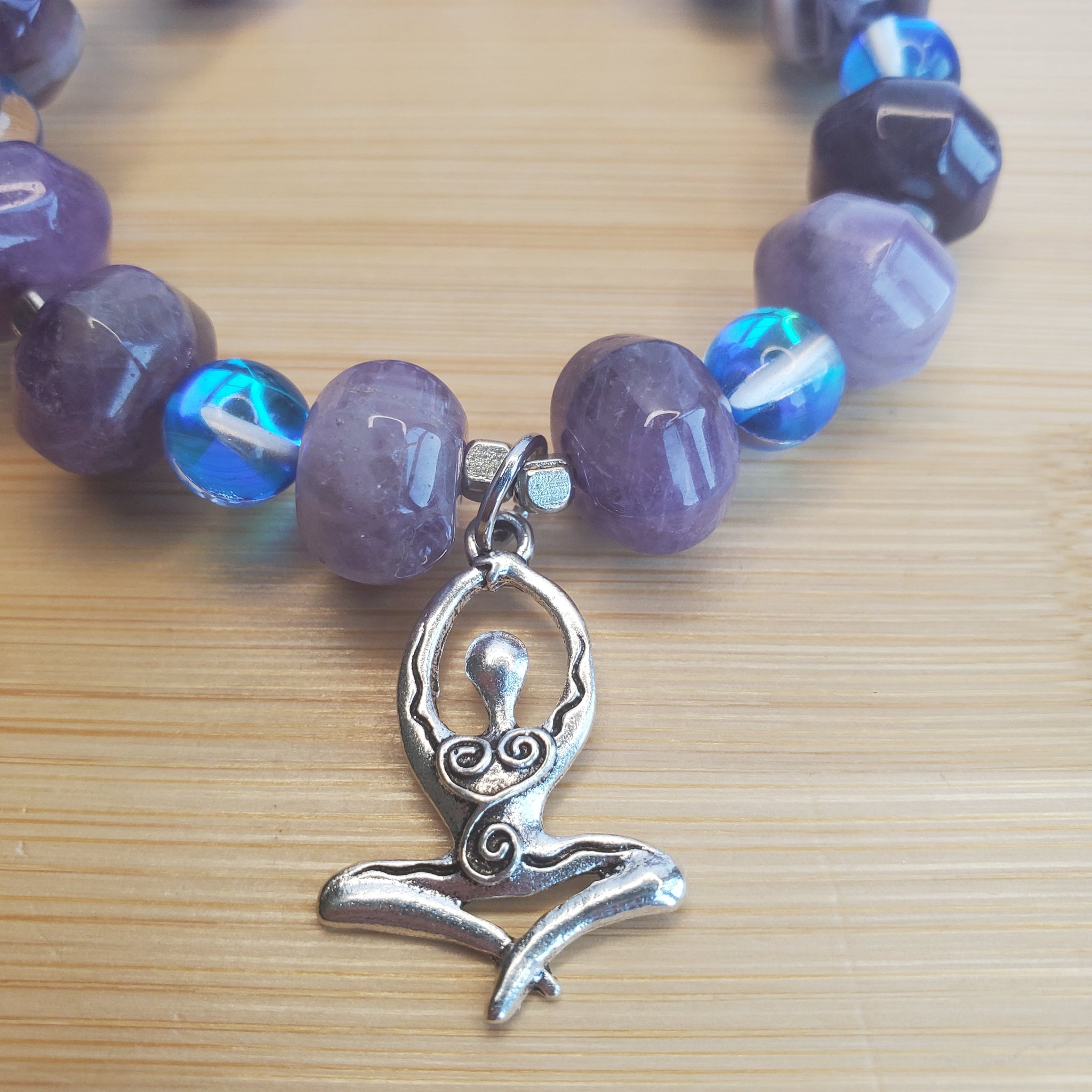 Goddess Bracelet - Amethyst & Mystic Blue Glass (MW) | Mamabug ReCreations