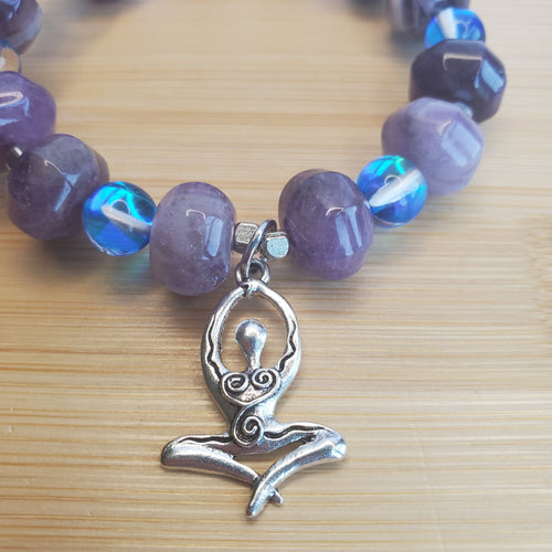 Goddess Bracelet - Amethyst & Mystic Blue Glass (MW) | Mamabug ReCreations
