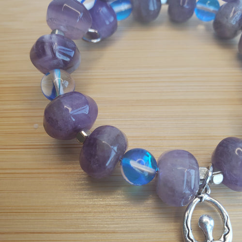 Goddess Bracelet - Amethyst & Mystic Blue Glass (MW) | Mamabug ReCreations
