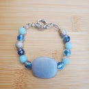 Angelite Focal Bracelet - Sky Blue Jasper & Czech Fire Polished Glass (W) | Mamabug ReCreations