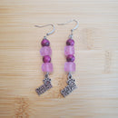 Cat Person Earrings - Tulip Pink Sea Glass & Fuchsia Glass | Mamabug ReCreations