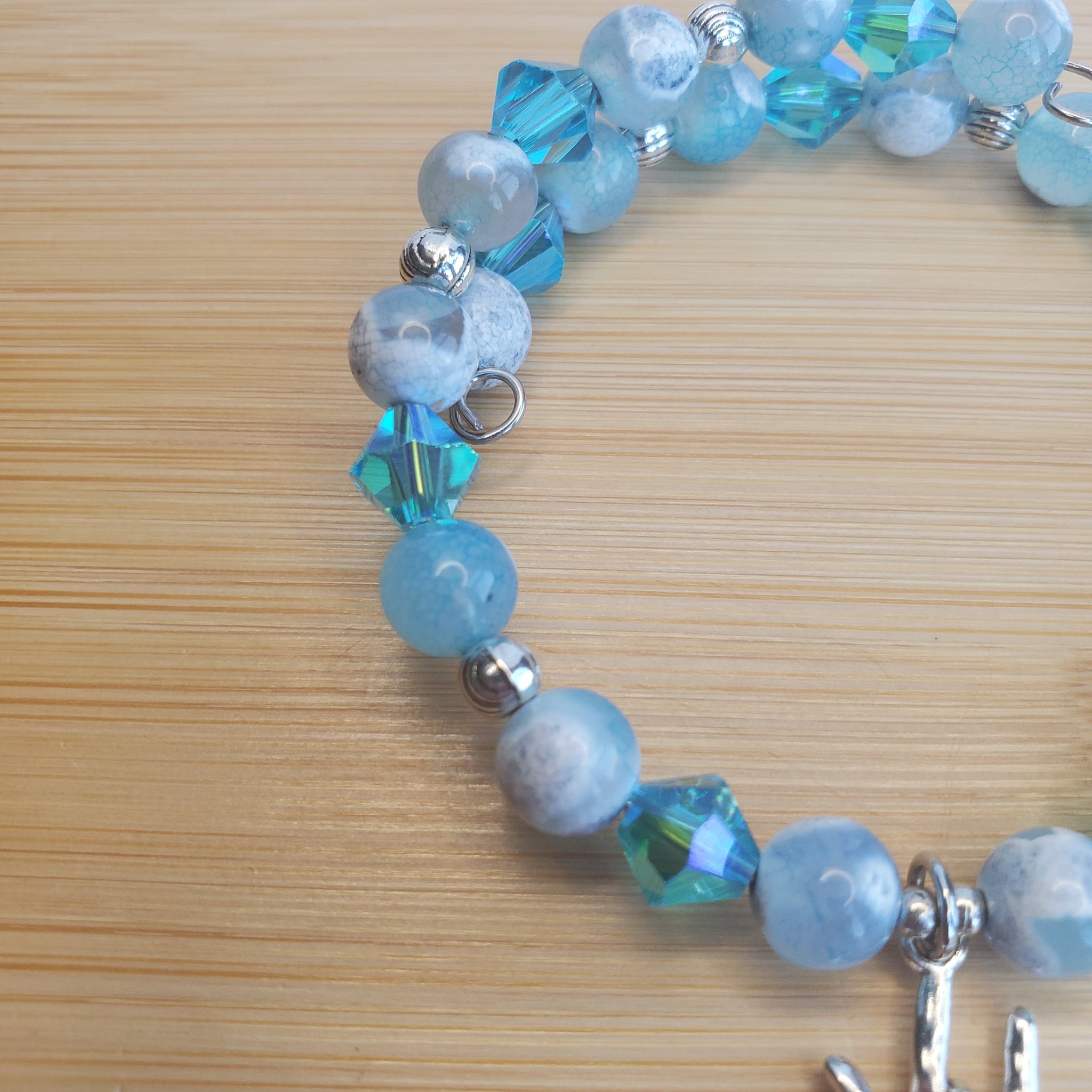 I Love You Bracelet - Sky Blue Jasper & Crystal Bicone (MW) | Mamabug ReCreations