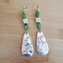 Marble Dangle Earrings - Green Glass & Riverstone | Mamabug ReCreations - Artisan Jewelry