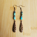 Turquoise & Antique Copper Filigree Earrings | Mamabug ReCreations - Artisan Jewelry