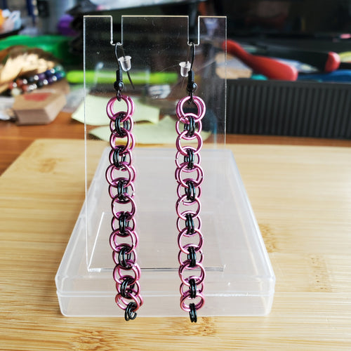 Pink Ladies Helm Chainmaille Earrings | Mamabug ReCreations - Artisan Jewelry