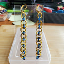 Gold & Blue Helm Chainmaille Earrings | Mamabug ReCreations - Artisan Jewelry