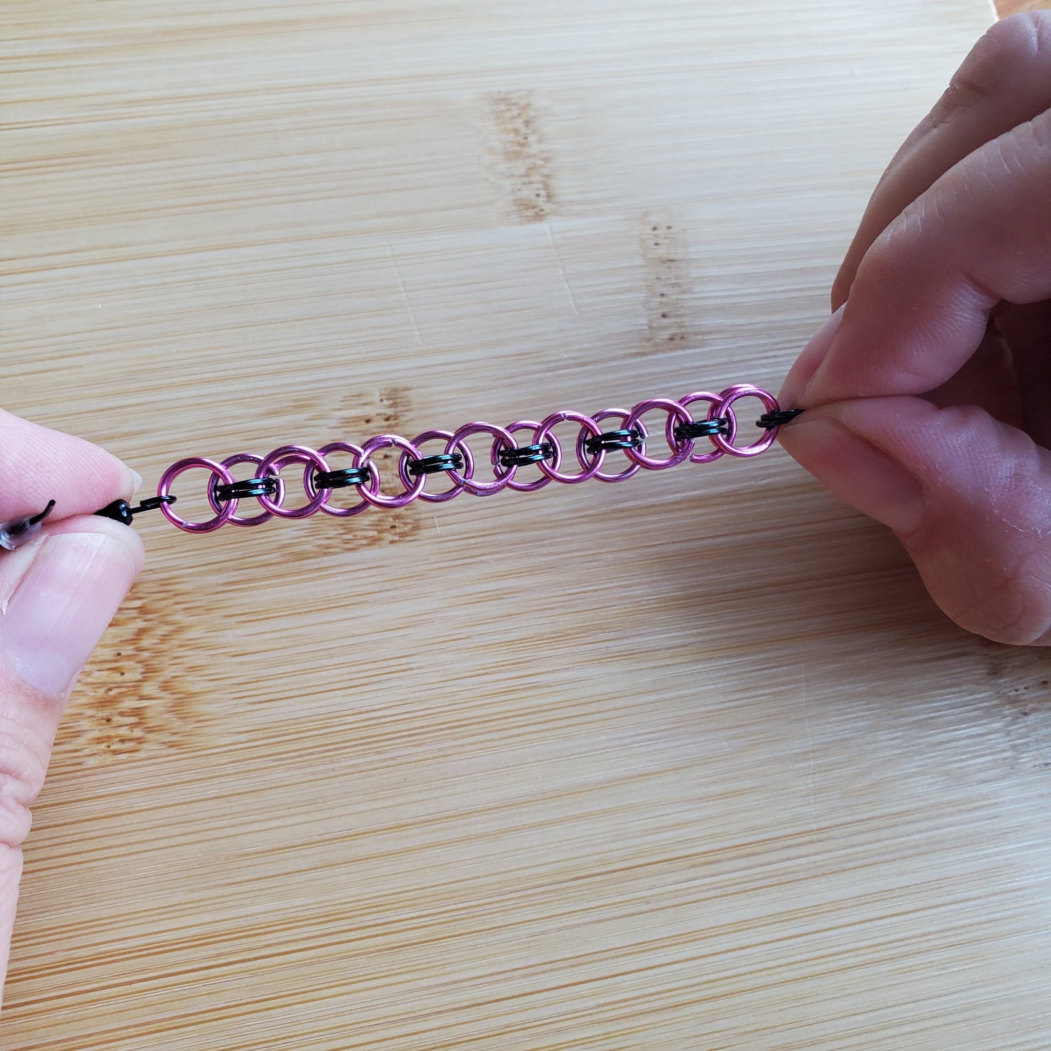 Pink Ladies Helm Chainmaille Earrings | Mamabug ReCreations - Artisan Jewelry