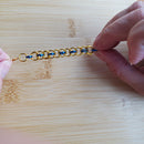 Gold & Blue Helm Chainmaille Earrings | Mamabug ReCreations - Artisan Jewelry