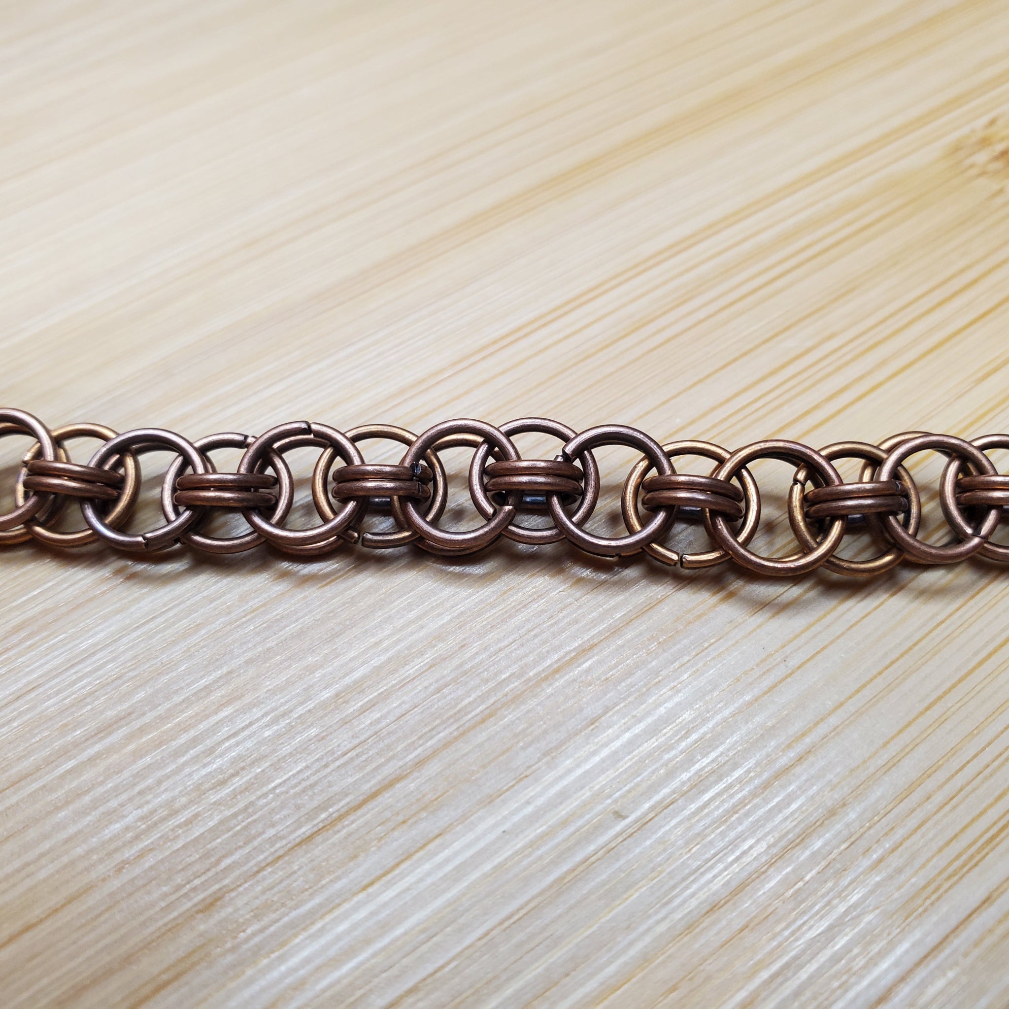 Antique Copper Helm Chainmaille Bracelet | Mamabug ReCreations - Artisan Jewelry