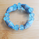 Turquoise Java French Cross & Sea Glass Bracelet (MW) | Mamabug ReCreations - Artisan Jewelry