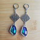 Silver Filigree & Blue Ice Crystal Dangle Earrings | Mamabug ReCreations - Artisan Jewelry
