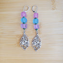 Pink, Lavender & Blue Recycled Sea Glass Dangle Earrings | Mamabug ReCreations - Artisan Jewelry
