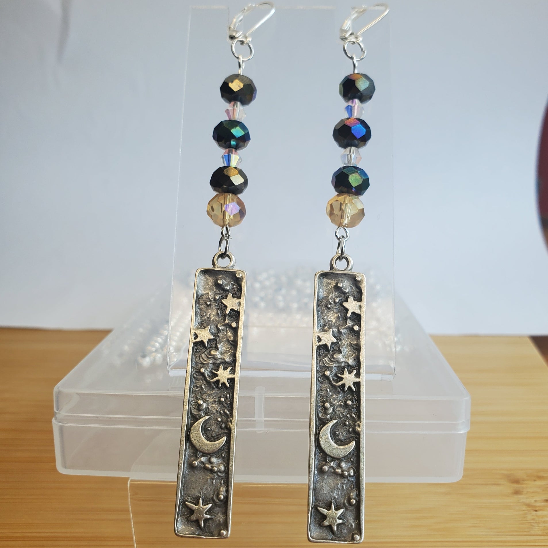 Celestial Night Sky Crystal Dangle Earrings | Mamabug ReCreations - Artisan Jewelry