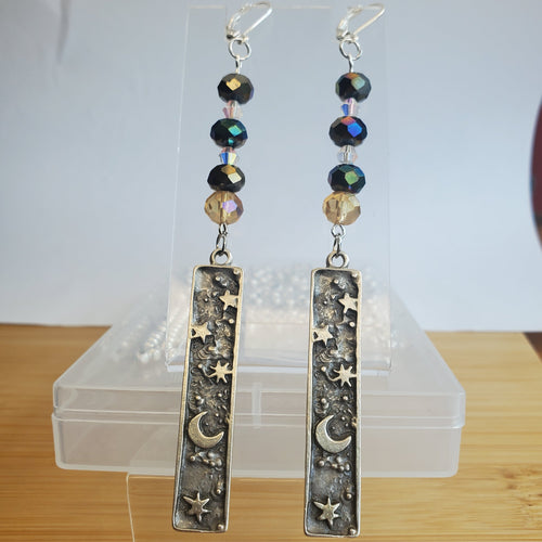 Celestial Night Sky Crystal Dangle Earrings | Mamabug ReCreations - Artisan Jewelry