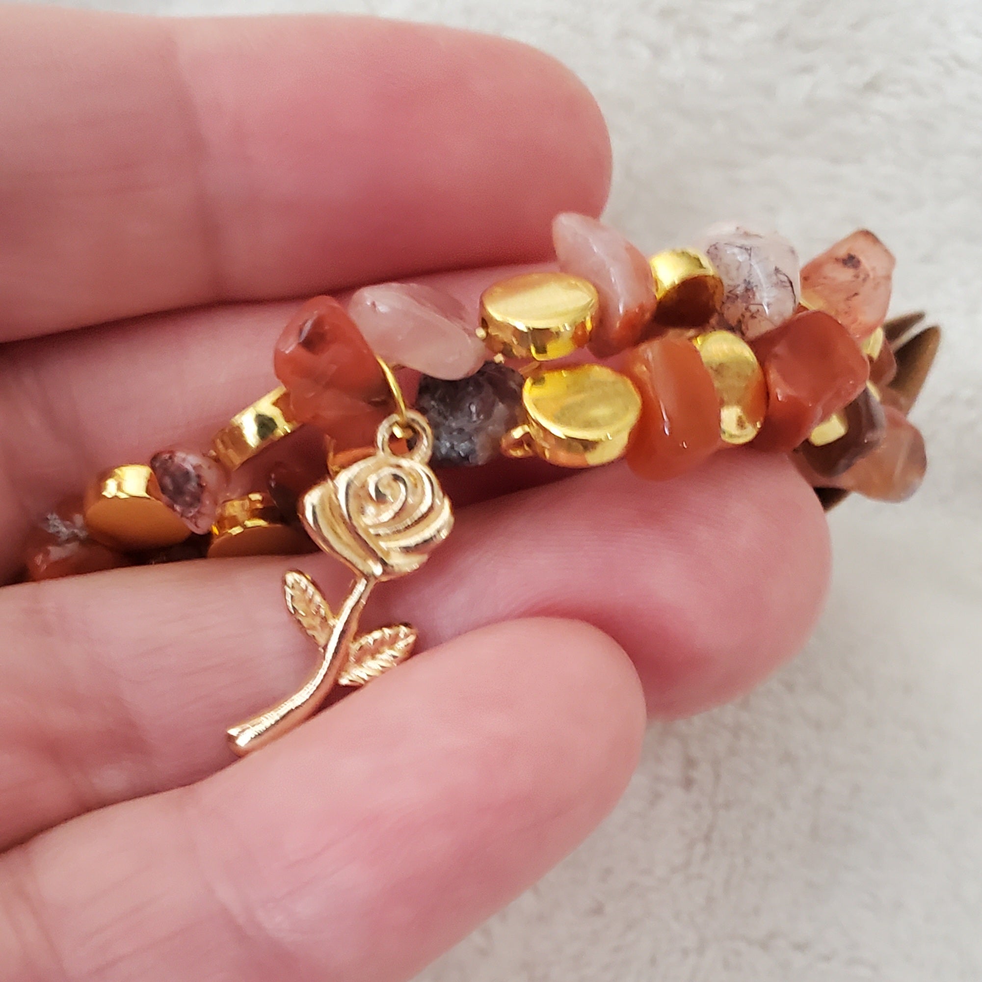 Gold Rose Charm Bracelet (MW) | Mamabug ReCreations - Artisan Jewelry