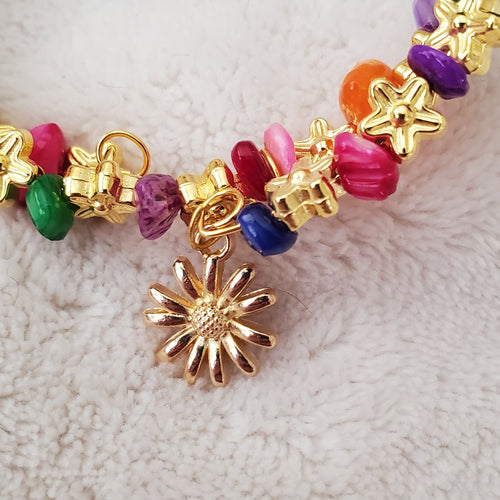 Gold Flower Charm Bracelet (MW) | Mamabug ReCreations - Artisan Jewelry