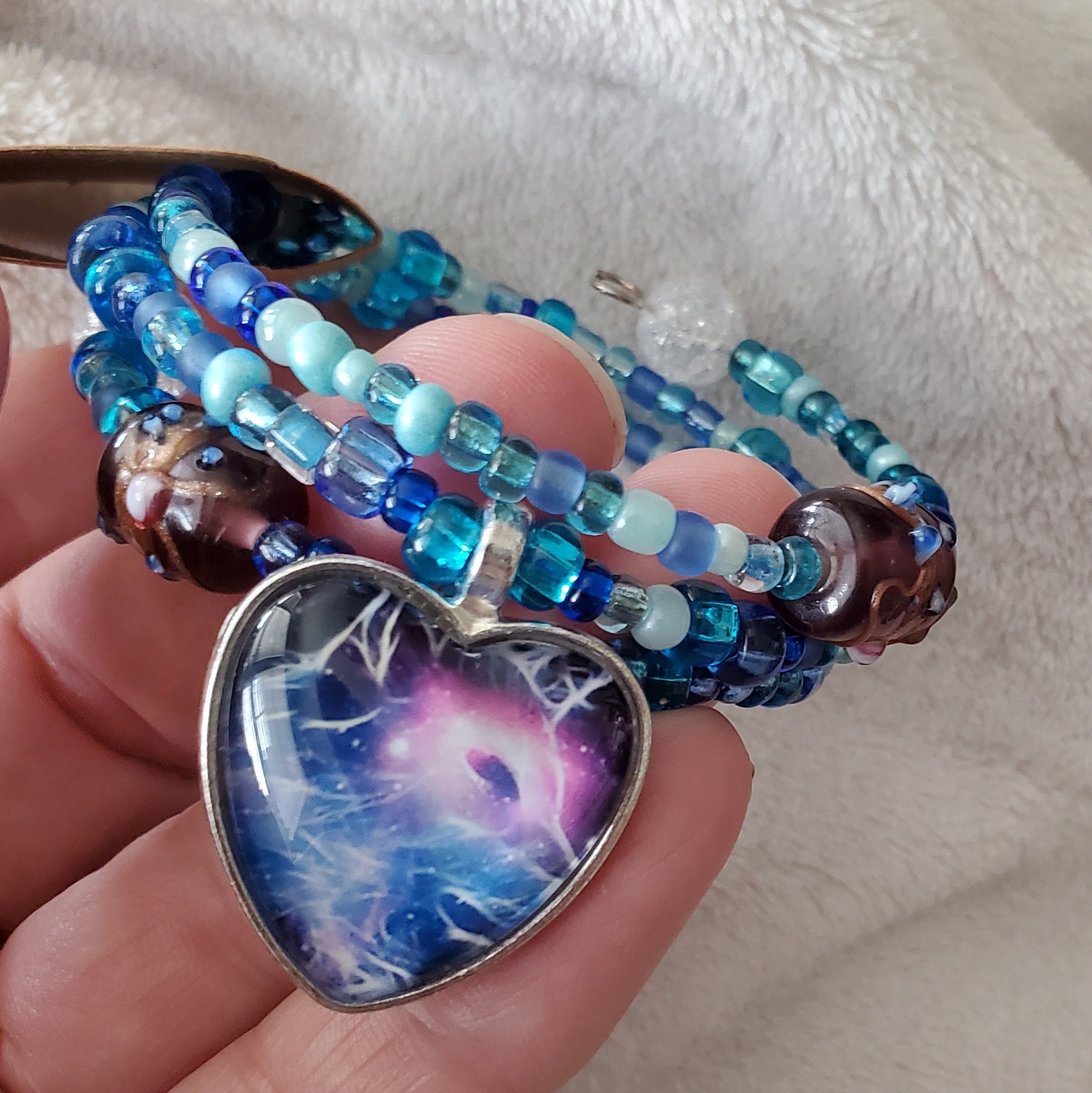 Blue Electric Seas Bracelet (MW) | Mamabug ReCreations - Artisan Jewelry