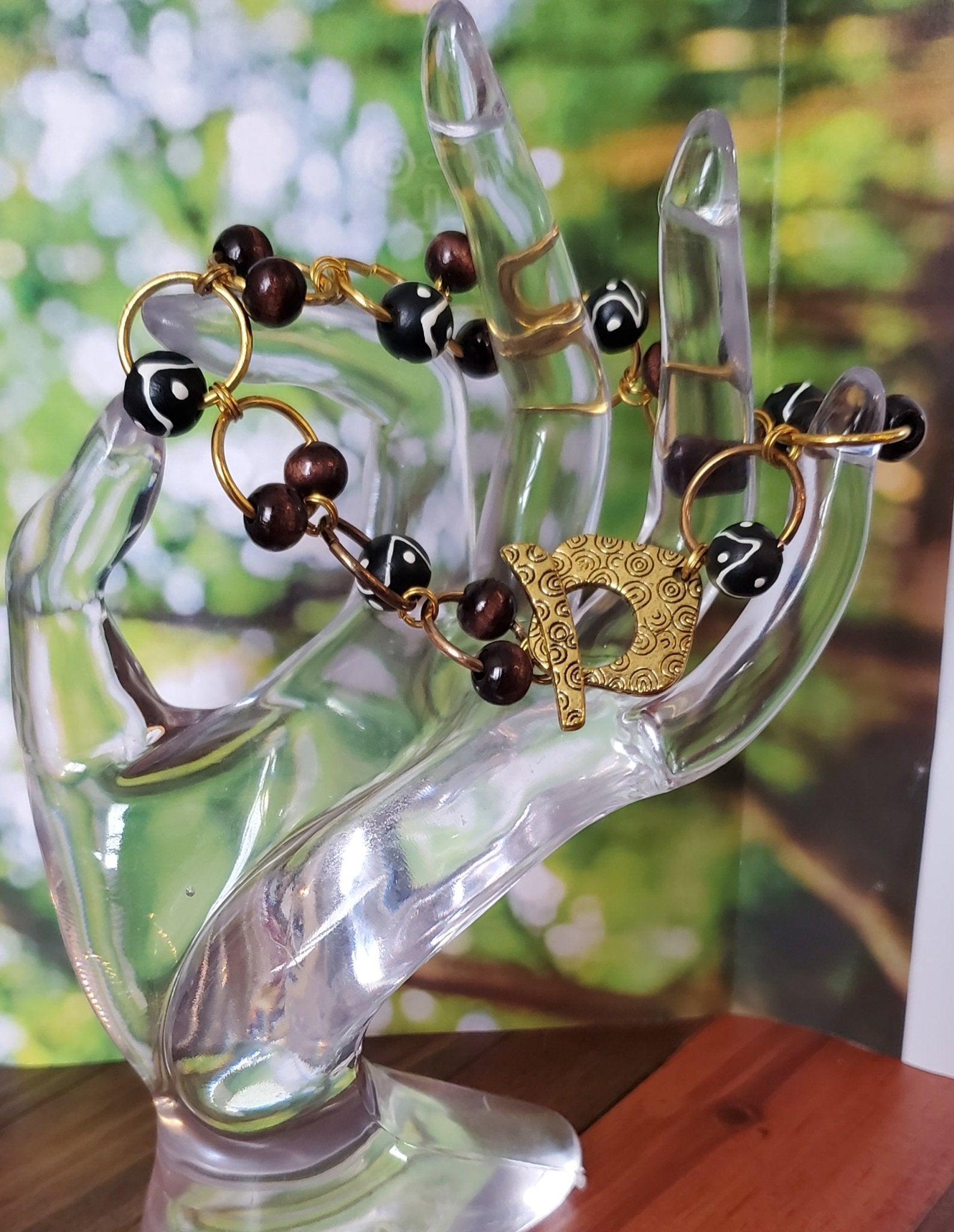 Black and Antique Gold Bracelet | Mamabug ReCreations - Artisan Jewelry