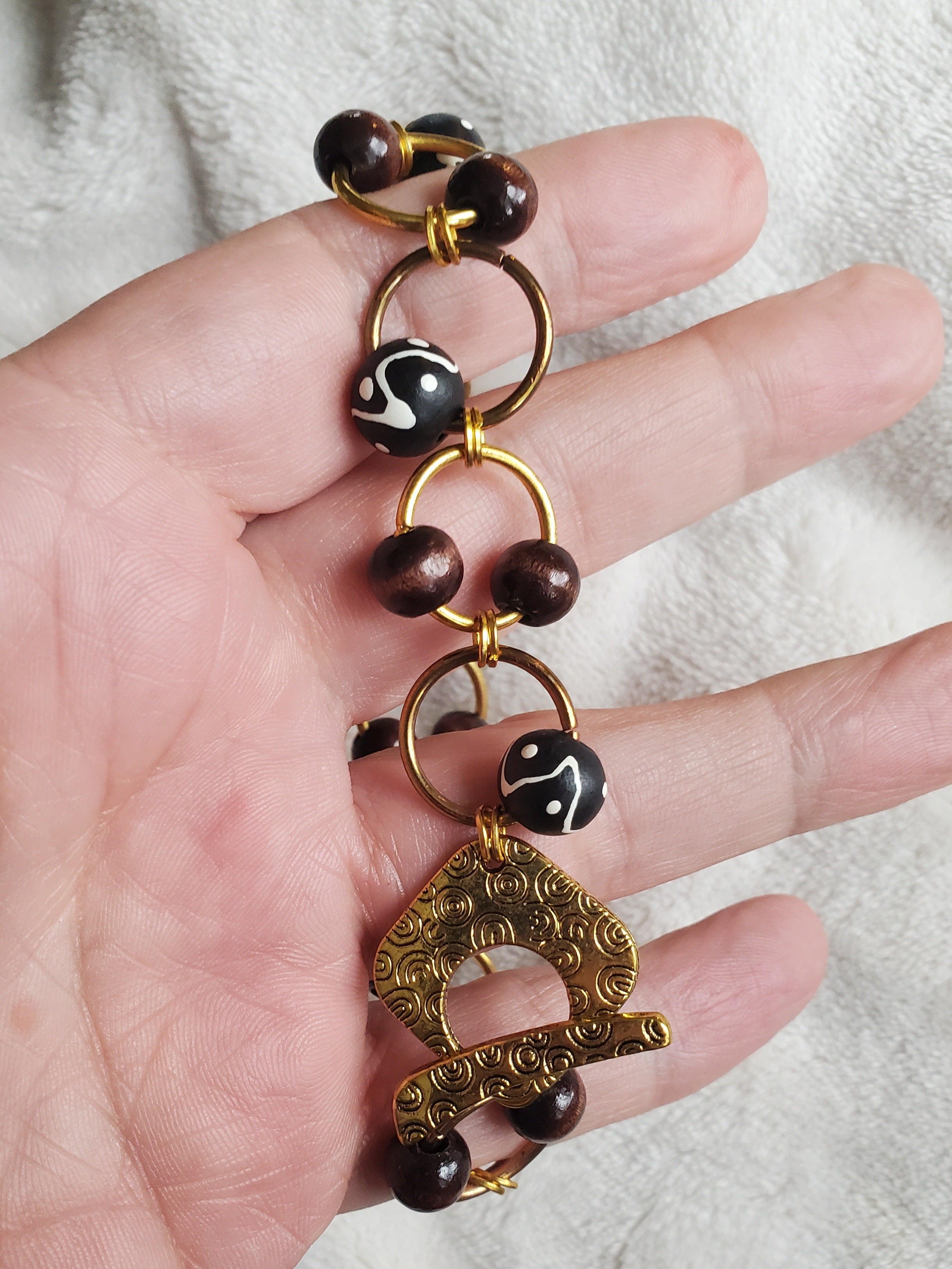 Black and Antique Gold Bracelet