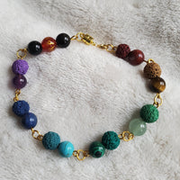 Chakra and Lava Bead Bracelet