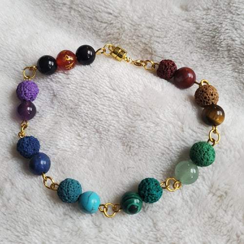 Chakra and Lava Bead Bracelet | Mamabug ReCreations - Artisan Jewelry