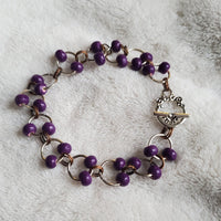 Purple Wooden Bead Bracelet