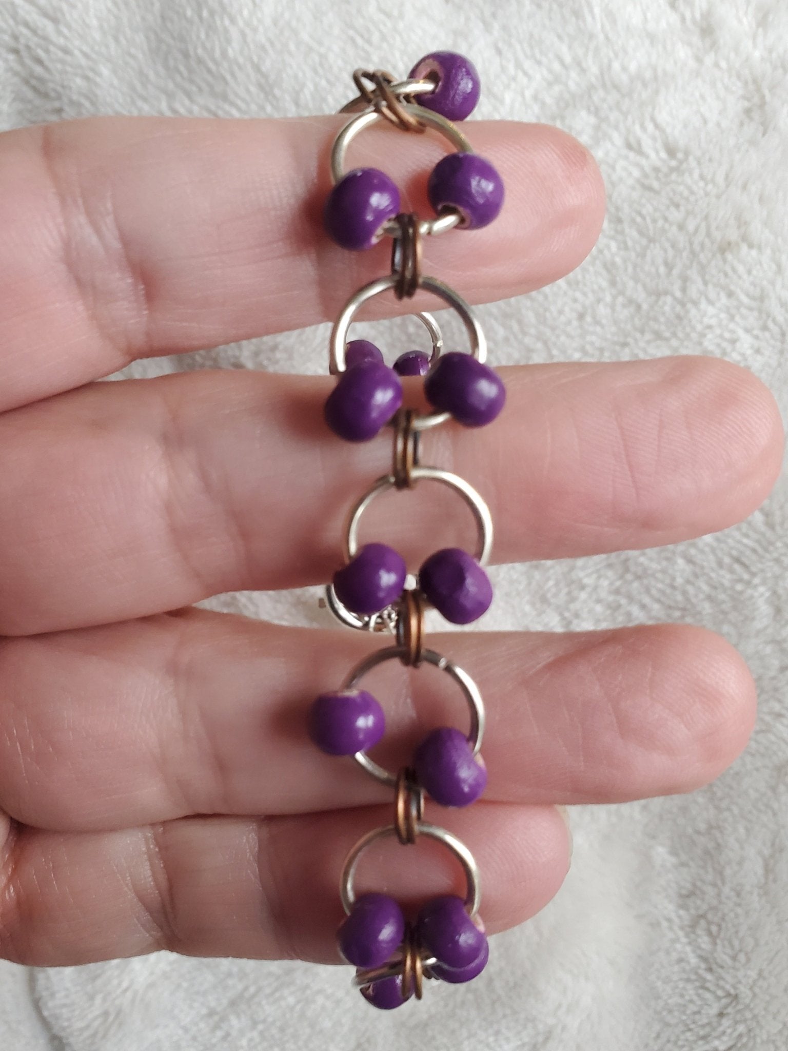 Purple Wooden Bead Bracelet | Mamabug ReCreations - Artisan Jewelry
