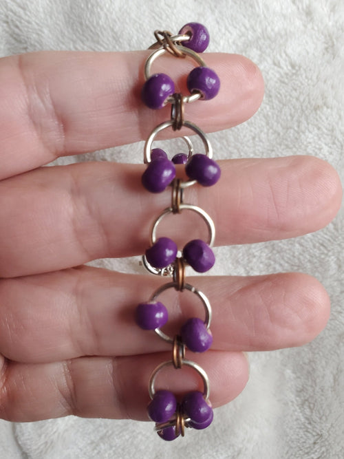 Purple Wooden Bead Bracelet | Mamabug ReCreations - Artisan Jewelry