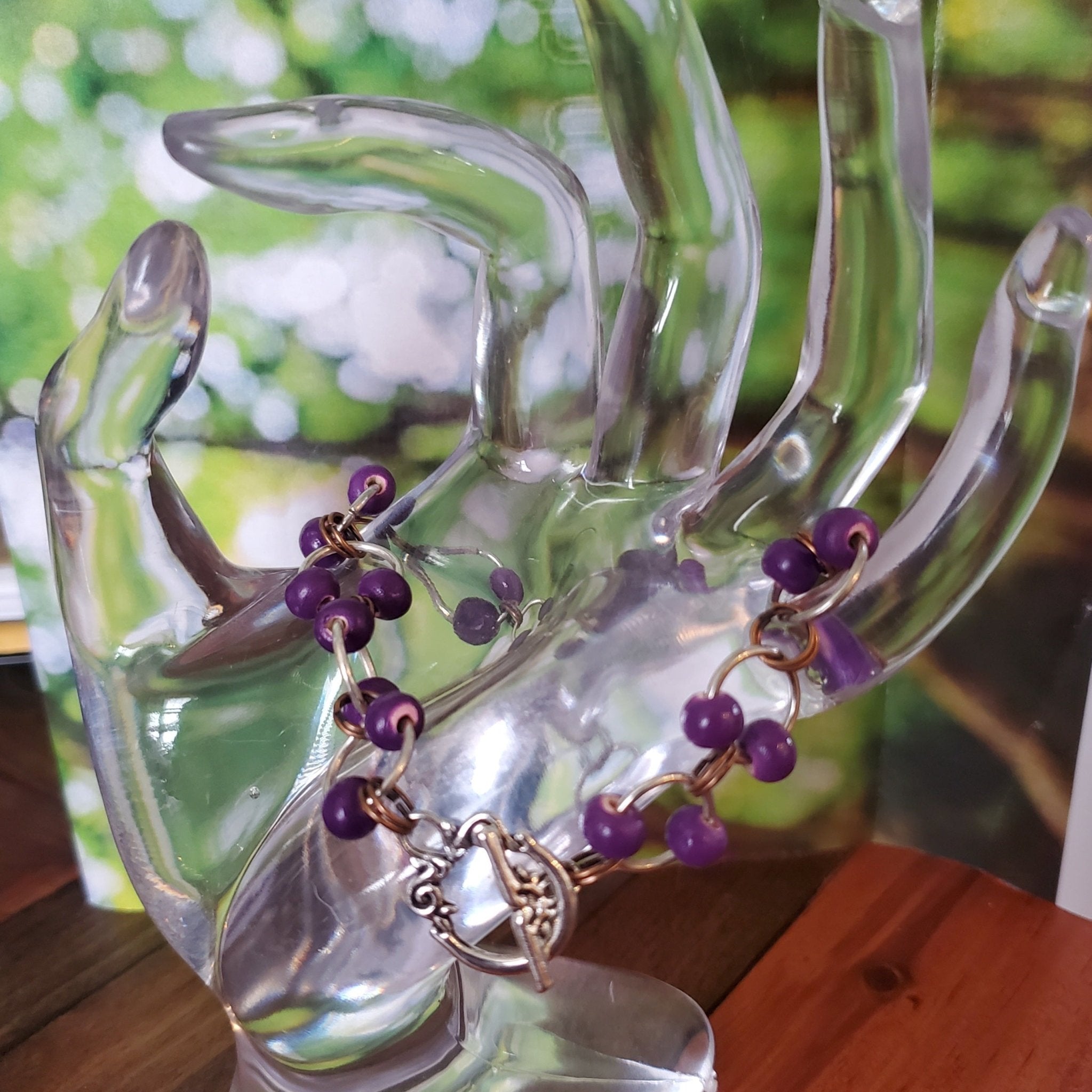 Purple Wooden Bead Bracelet | Mamabug ReCreations - Artisan Jewelry