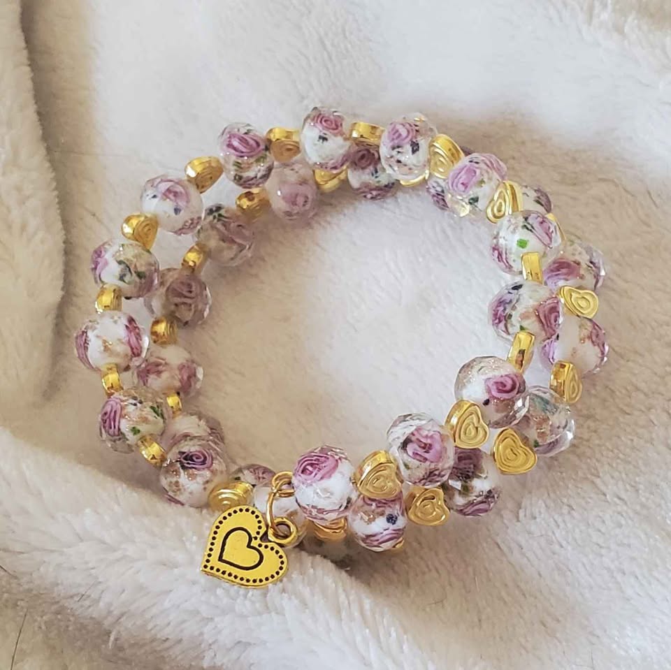 White and Blush Pink Love Bracelet (MW) | Mamabug ReCreations - Artisan Jewelry