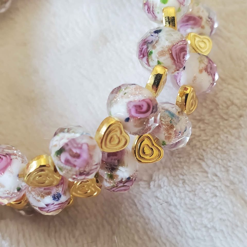 White and Blush Pink Love Bracelet (MW) | Mamabug ReCreations - Artisan Jewelry