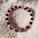 Pink Flowers Bracelet - Black Edition (MW) | Mamabug ReCreations - Artisan Jewelry