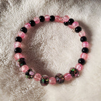 Pink Flowers Bracelet - Black Edition (MW)
