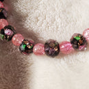 Pink Flowers Bracelet - Black Edition (MW) | Mamabug ReCreations - Artisan Jewelry
