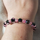 Pink Flowers Bracelet - Black Edition (MW) | Mamabug ReCreations - Artisan Jewelry