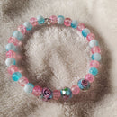 Pink Flowers Bracelet - Light Blue Edition (MW) | Mamabug ReCreations - Artisan Jewelry