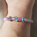 Pink Flowers Bracelet - Light Blue Edition (MW) | Mamabug ReCreations - Artisan Jewelry