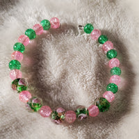 Pink Flowers Bracelet - Green Edition (MW)