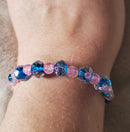 Pink Flowers Bracelet - Blue Edition (MW) | Mamabug ReCreations - Artisan Jewelry