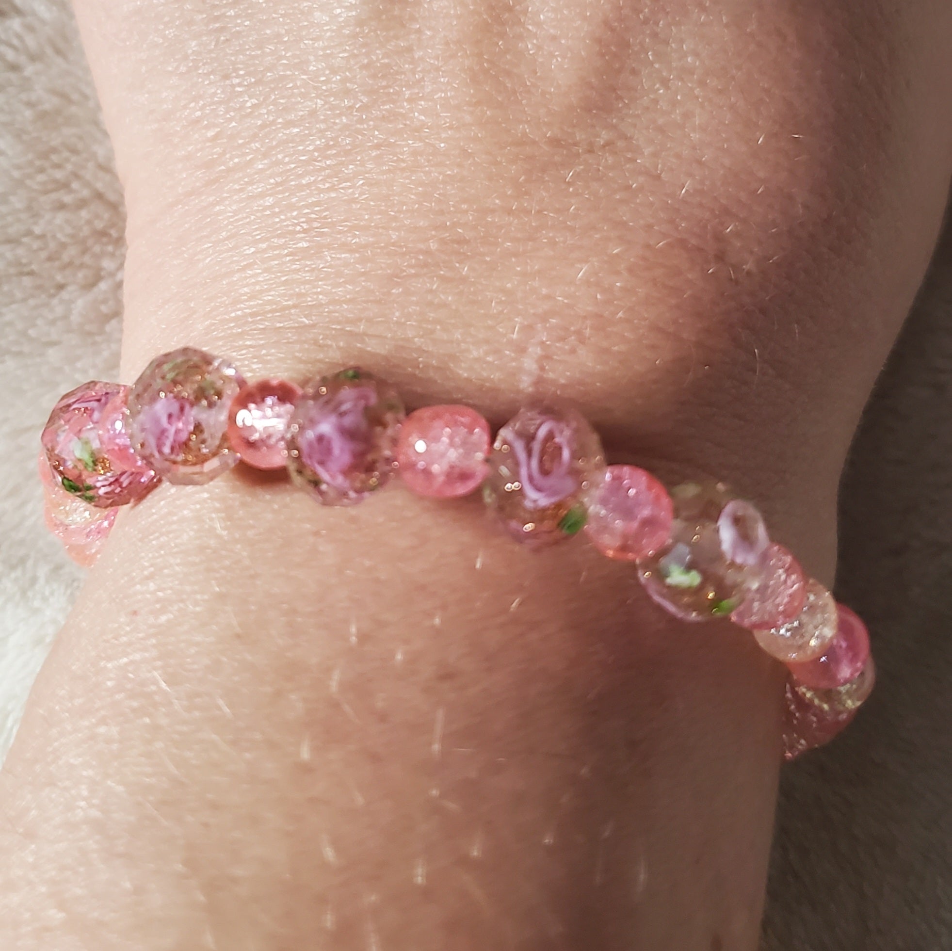 Pink Flowers Bracelet - Light Pink Edition (MW) | Mamabug ReCreations - Artisan Jewelry