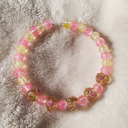 Pink Flowers Bracelet - Blush Pink Edition (MW) | Mamabug ReCreations - Artisan Jewelry