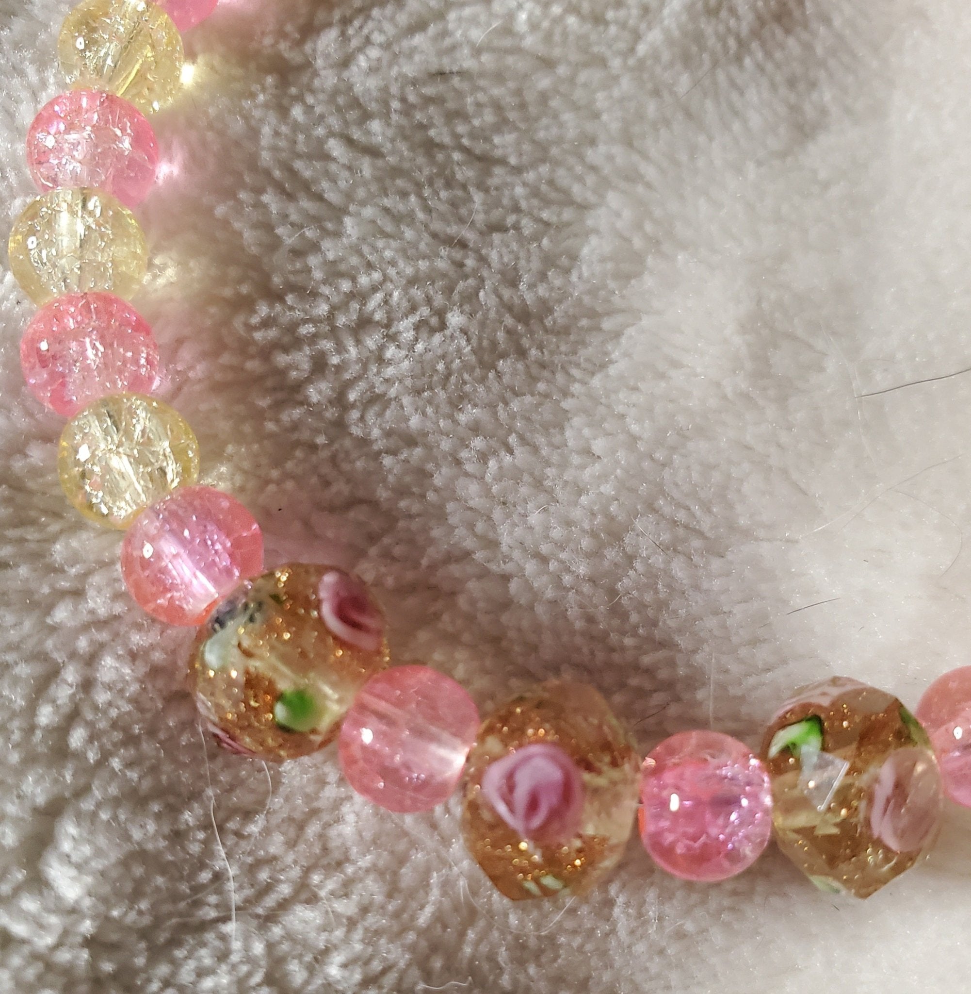 Pink Flowers Bracelet - Blush Pink Edition (MW) | Mamabug ReCreations - Artisan Jewelry