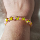 Pink Flowers Bracelet - Yellow Edition (MW) | Mamabug ReCreations - Artisan Jewelry