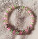 Pink Flowers Bracelet - Light Green Edition (MW) | Mamabug ReCreations - Artisan Jewelry